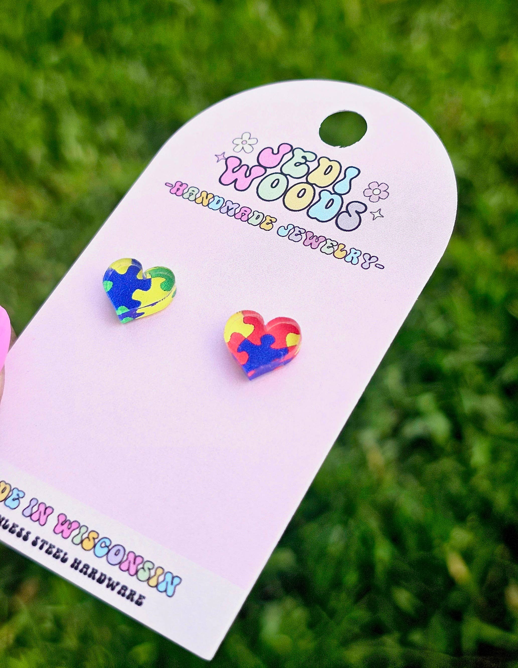 Jedi Woods LLC - Wholesale Stud/post earrings - Autism Awareness - Puzzle Piece Stud Earrings1