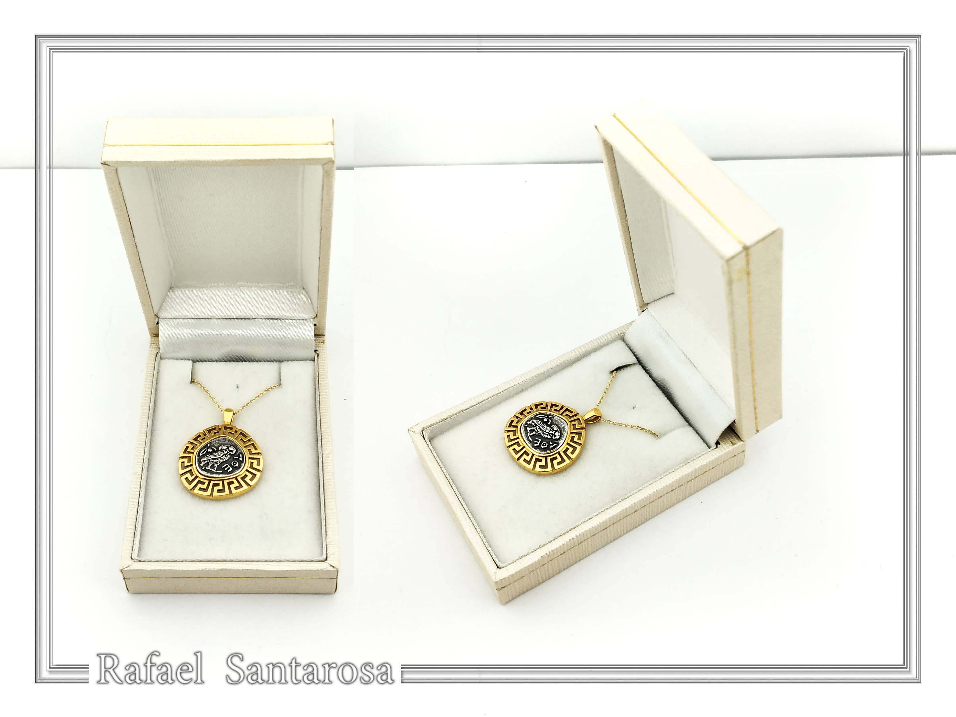 RAFAEL SANTAROSA - Wholesale Pendant/Charm Necklace - Owl coin pendant. Athena's owl necklace tetradrachm oxidized9