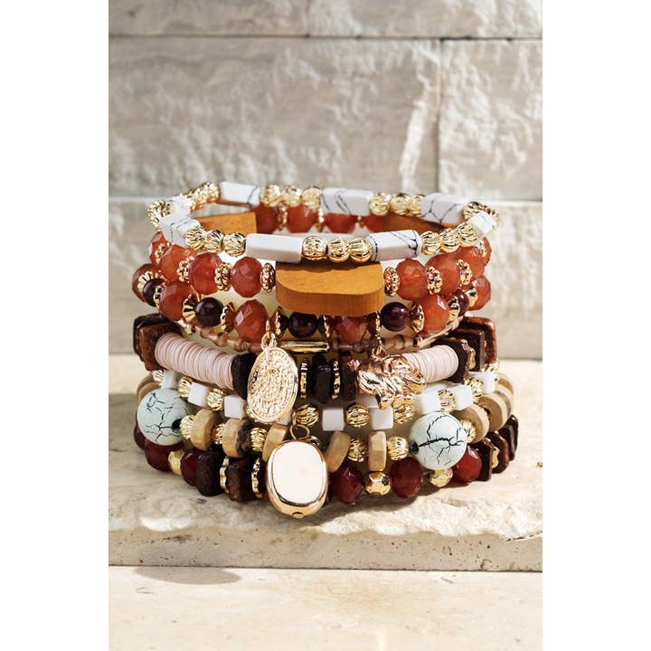 Pink Sand Gdbrw Multi Layered Natural Stone Bracelet for wholesale on Faire3