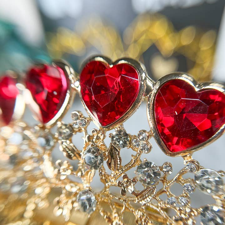 Happy Dream Gifts - Wholesale Tiara - Women's - Queen of Heart Tiara, Red Heart Crown, Gold Fairy Headband