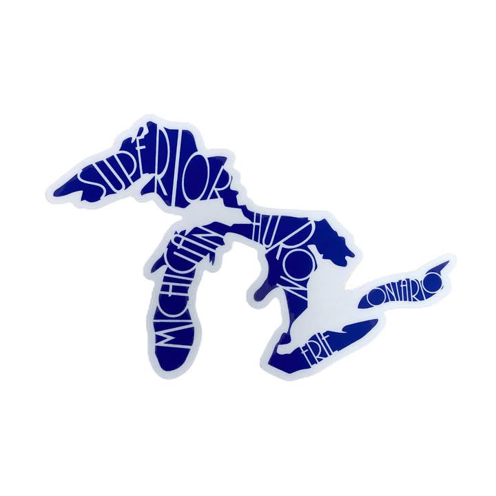 Autocollant des noms des Grands Lacs du Michigan pour la vente par My State Designs