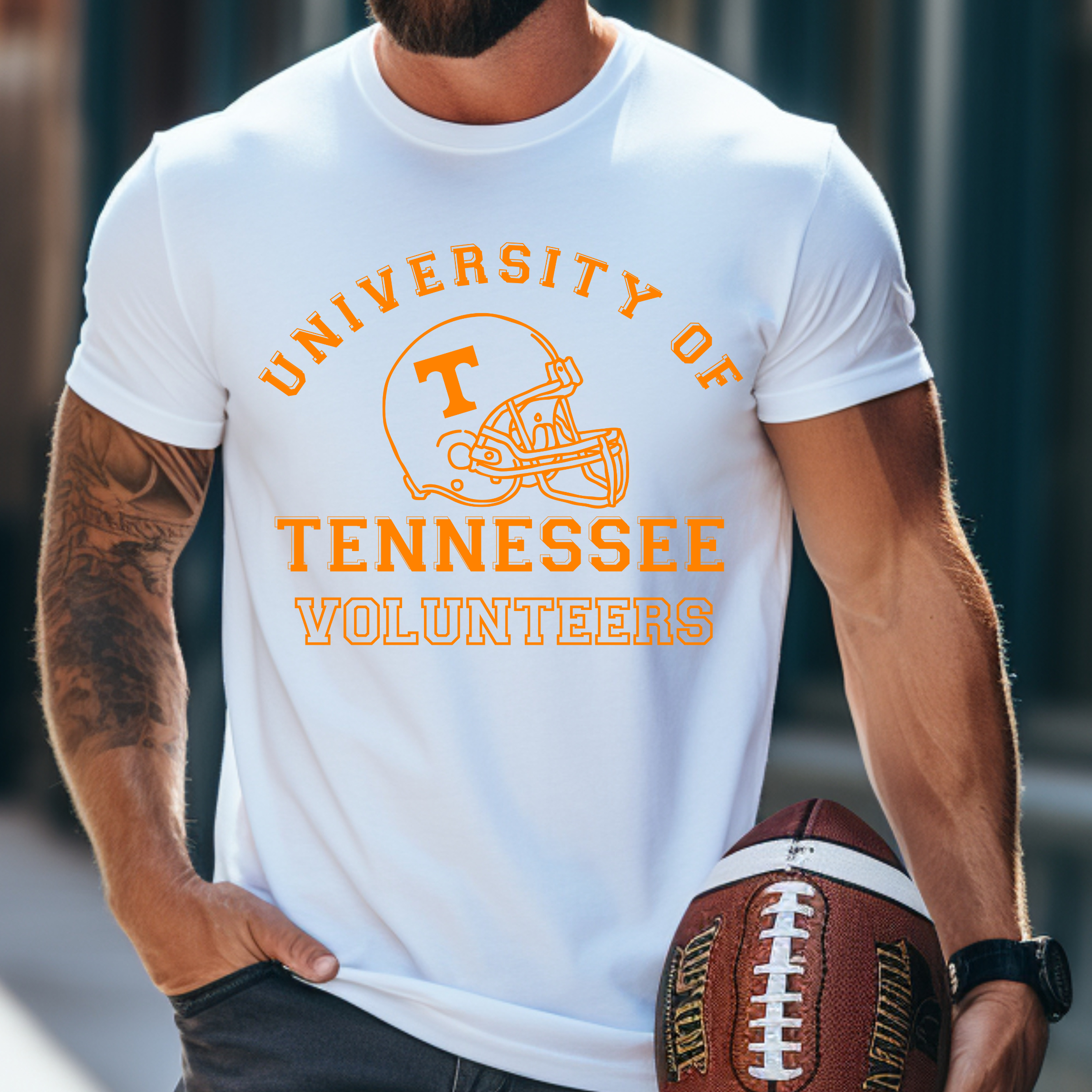 Top Knot Apparel - Wholesale Screen Printed T-Shirt - Men's - University of Tennessee Volunteers Helmet T-Shirt | Classic Game Day Tee0