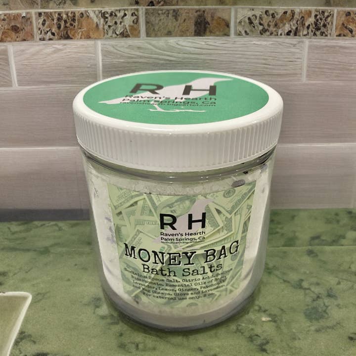 Raven’s Hearth - Wholesale Bath Salts - Money Bag Bath Salt | 8 oz | Manifestation & Prosperity3