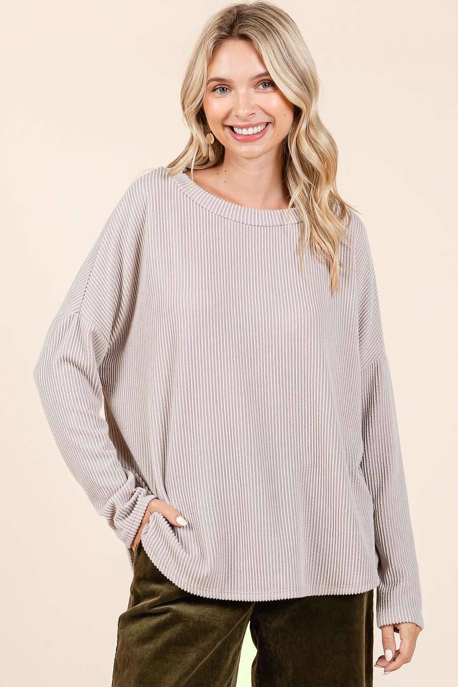 mittoshop - Wholesale Tunic - Women's - URBAN RIB KNIT LONG SLEEVE RELAXED FIT TOP8