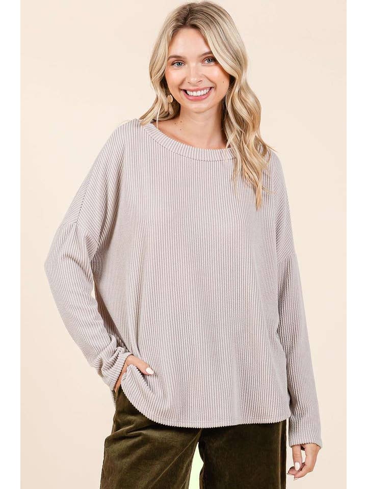 mittoshop - Wholesale Tunic - Women's - URBAN RIB KNIT LONG SLEEVE RELAXED FIT TOP8