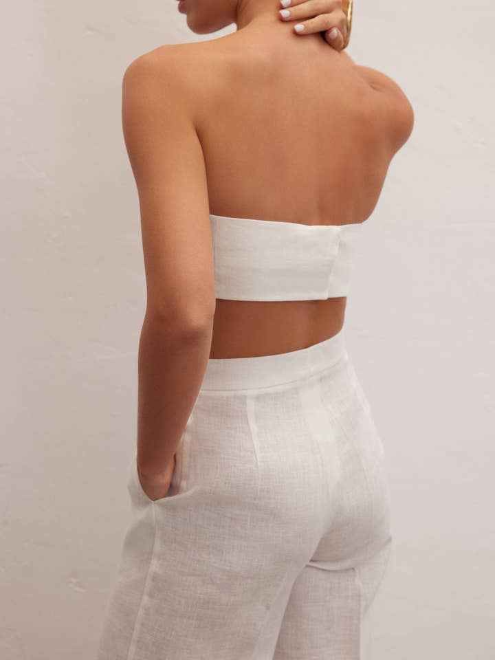 Le Cle - Wholesale Blouse - Women's - Alba | Linen Bandeau Top2