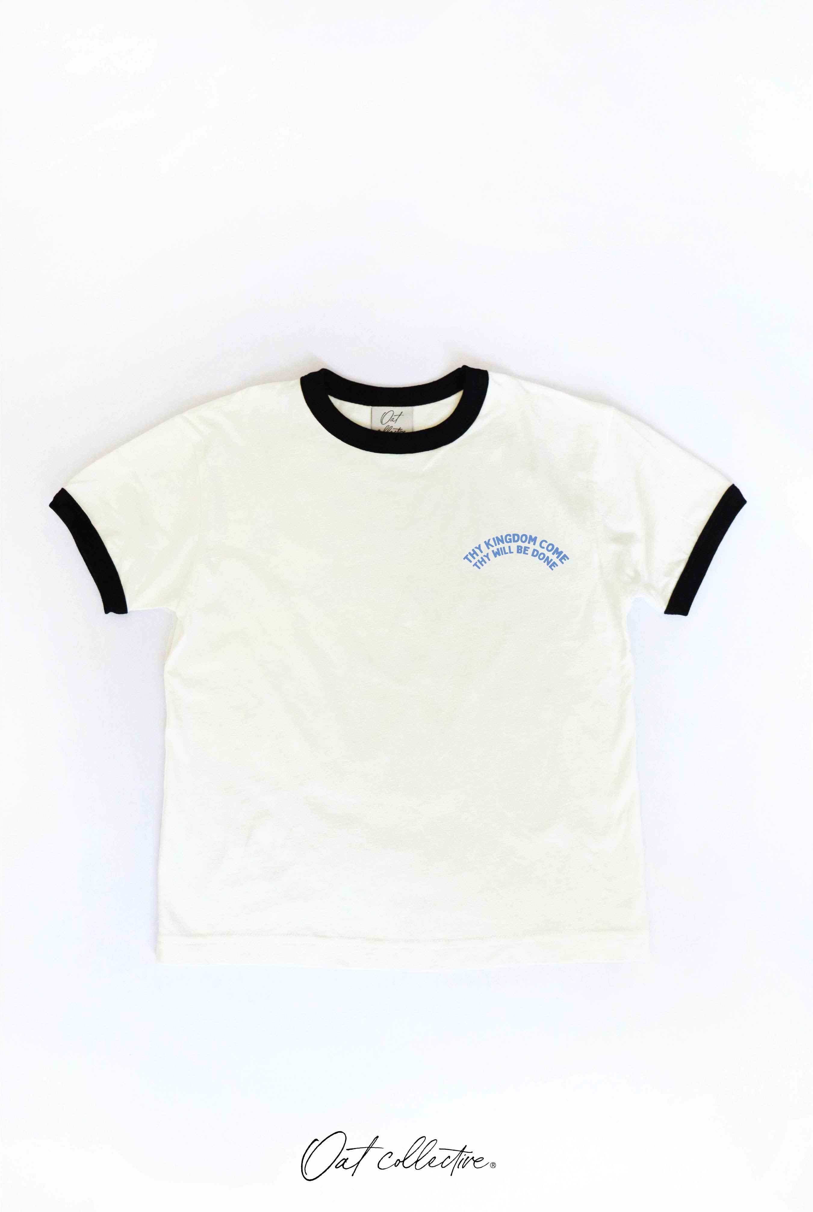 OAT COLLECTIVE - Wholesale Screen Printed T-Shirt - Kids - THY KINGDOM COME Toddler Ringer Graphic Top0