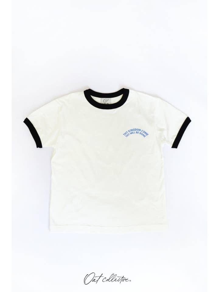 OAT COLLECTIVE - Wholesale Screen Printed T-Shirt - Kids - THY KINGDOM COME Toddler Ringer Graphic Top