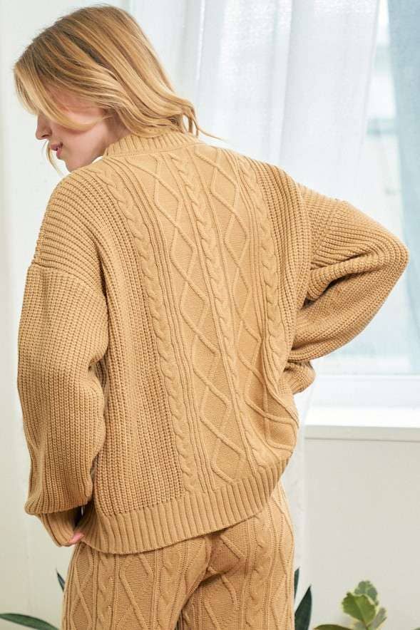 CAMEL Cable Crochet Oversize Sweater for wholesale on Faire1