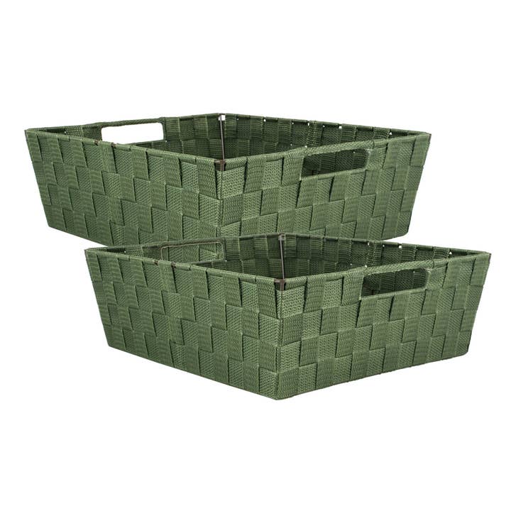 Nylon Bin Basketweave Olive Trapezoid 13 x 15 x 5 Set of 2 for wholesale by Welcome Home Unbeatable Deals
