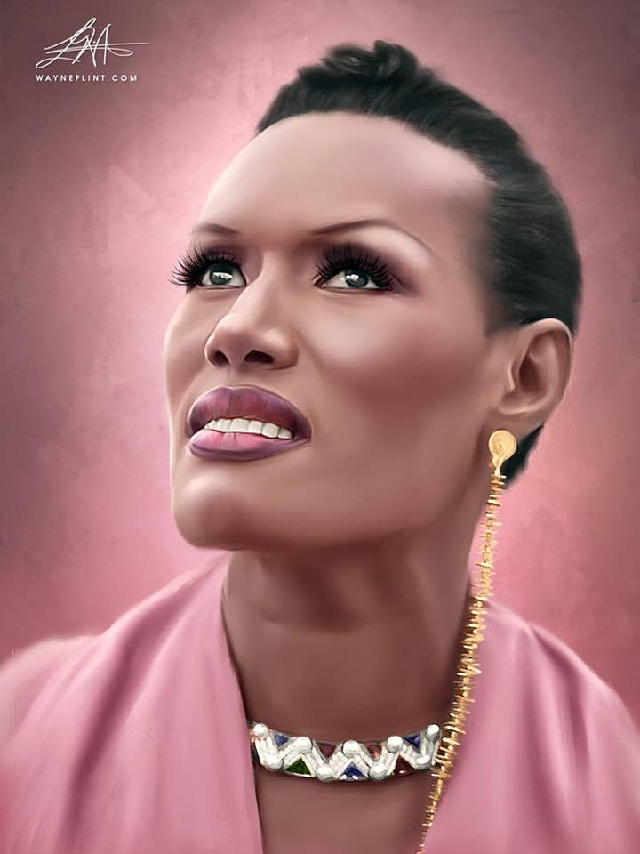 Grace Jones Digital Oil Painting by Wayne Flint for wholesale by Wayne Flint Digital Portraits