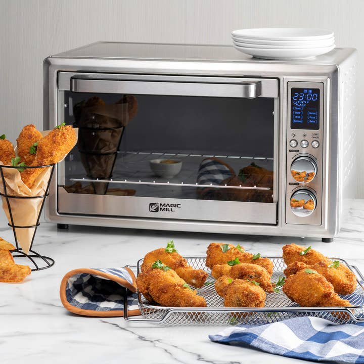 Alpine - Wholesale Kitchen appliance - Magic Mill Air Fryer Toaster Oven – 30L Capacity 1800w Smart Convection Oven and Dehydrator With 3 Style Trays – LED Display – Brushed Stainless Steel3