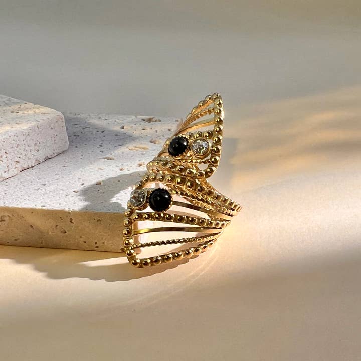 COSMOS – Großhandel Cocktail-/Statement-Ring – Verstellbarer Edelstahlring mit gedrehtem Design7