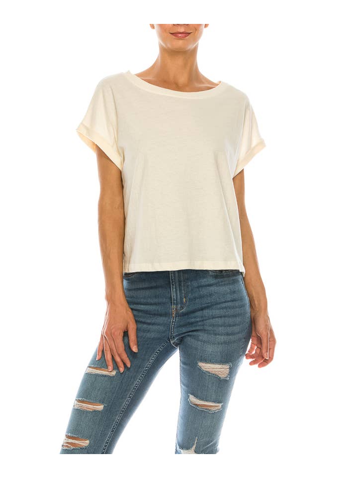 Fabina – wholesale T-shirt – women's – RECYCLE COTTON PLAIN CROP