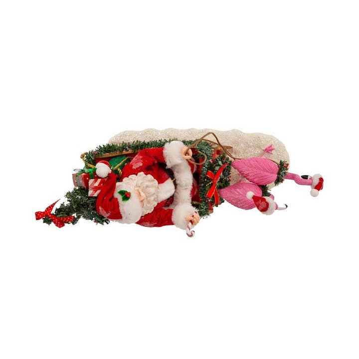 Kurt S. Adler, Inc. - Wholesale Christmas Decoration - 10"FLAMINGOS PULLING SANTA SLEIGH