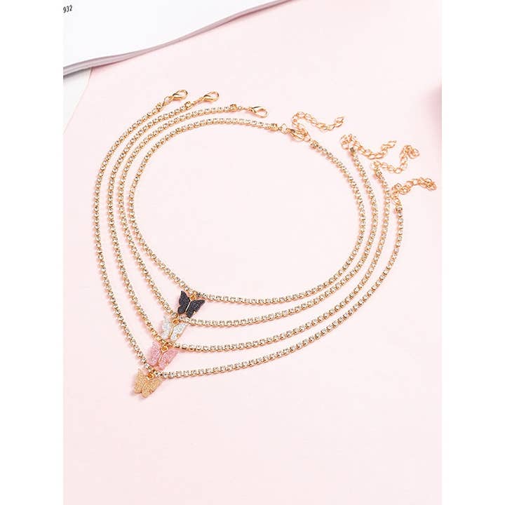 MoodGold - Wholesale Pendant/Charm Necklace - Original Rhinestone Adjustable Contrast Color Butterfly Pendant Necklaces Accessories2