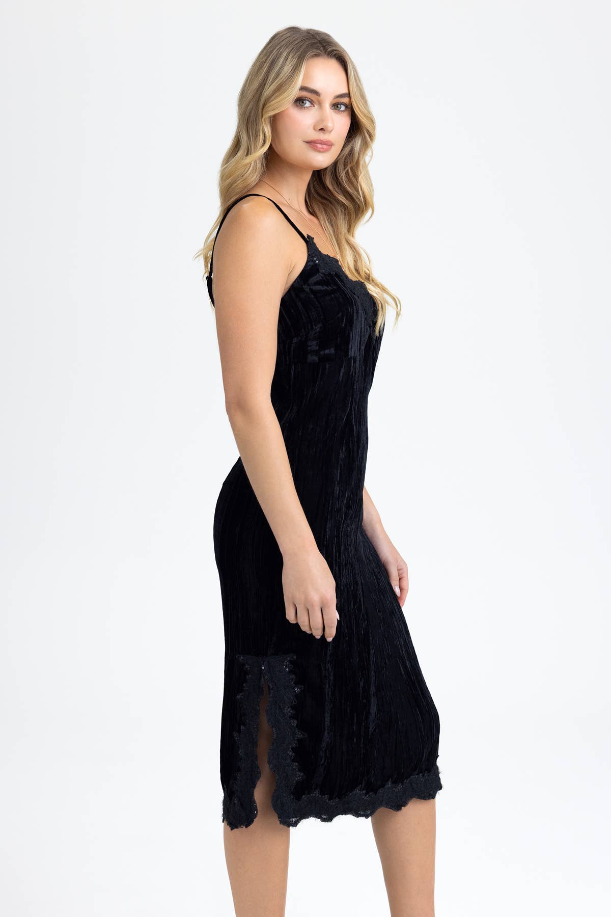 Miss Me - Wholesale Dress - Women's - CRUSHED VELVET MIDI DRESS - MD1862T4