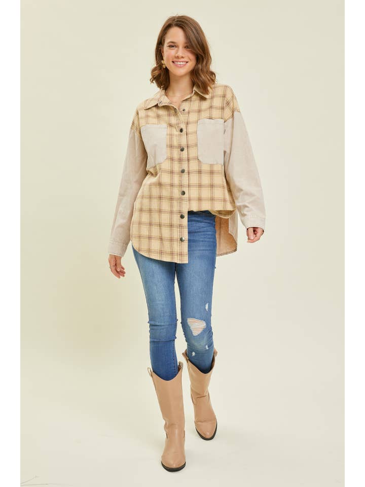 Heyson - Wholesale Button Down Shirt - Women's - PLUS / ET1401-1P WESTERN-INSPIRED WASHED PLAID SHIRT