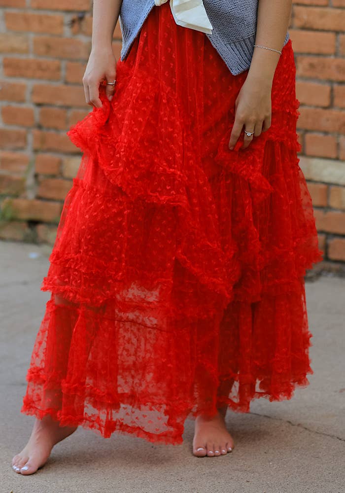 Miss Sparkling - Wholesale Skirt - Women's - Mesh ruffle maxi skirt