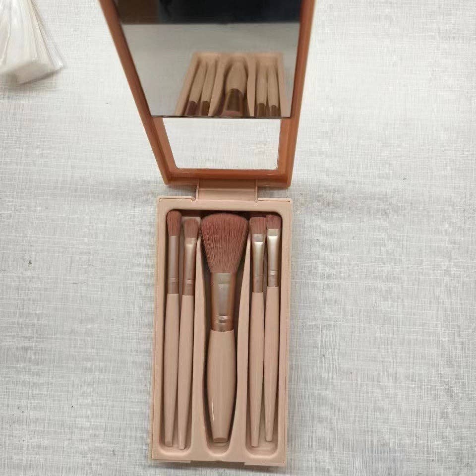 WEST AUSSIE SUPPLIES - Wholesale Make-up brush set - Smoosh - 5-Piece Makeup Brush Set with Mirror, Portable Travel Kit2