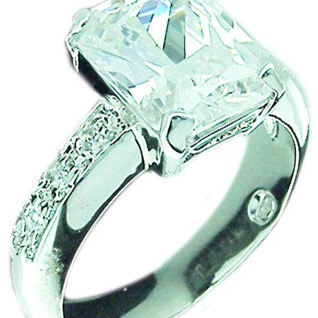 Ring Em Ctr Cz Pave on Sides Sterling silver Ring AR6342 for wholesale by Zirconmania Wholesale Fashion Jewelry
