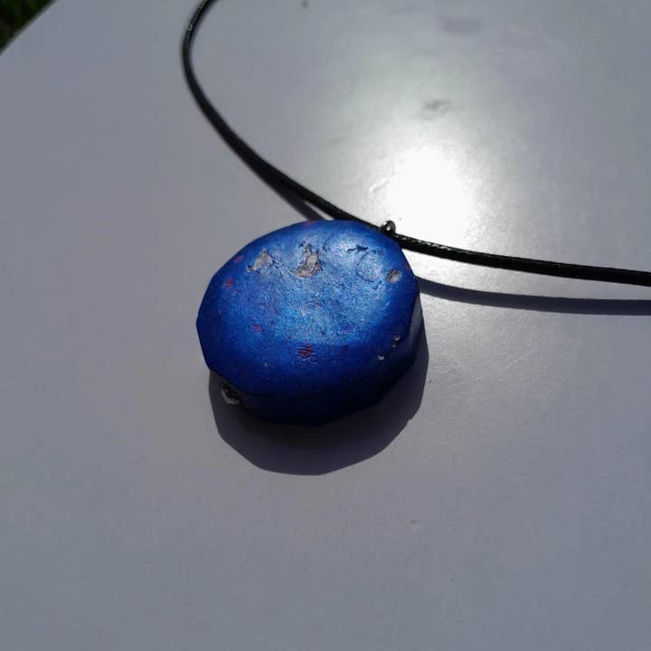 Mundo Orgon - Wholesale Pendant/Charm Necklace - Blue Dodecagon Orgone Pendant with Shungite