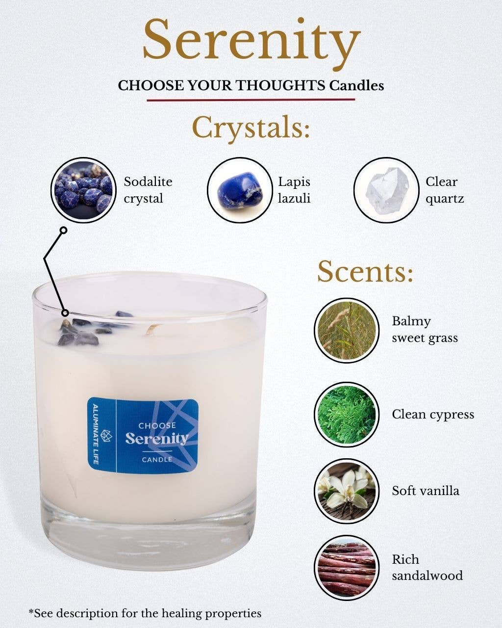 Aluminate Life - Wholesale Jar/Filled Candle - Serenity Crystal Essential Oil Scented Candle1