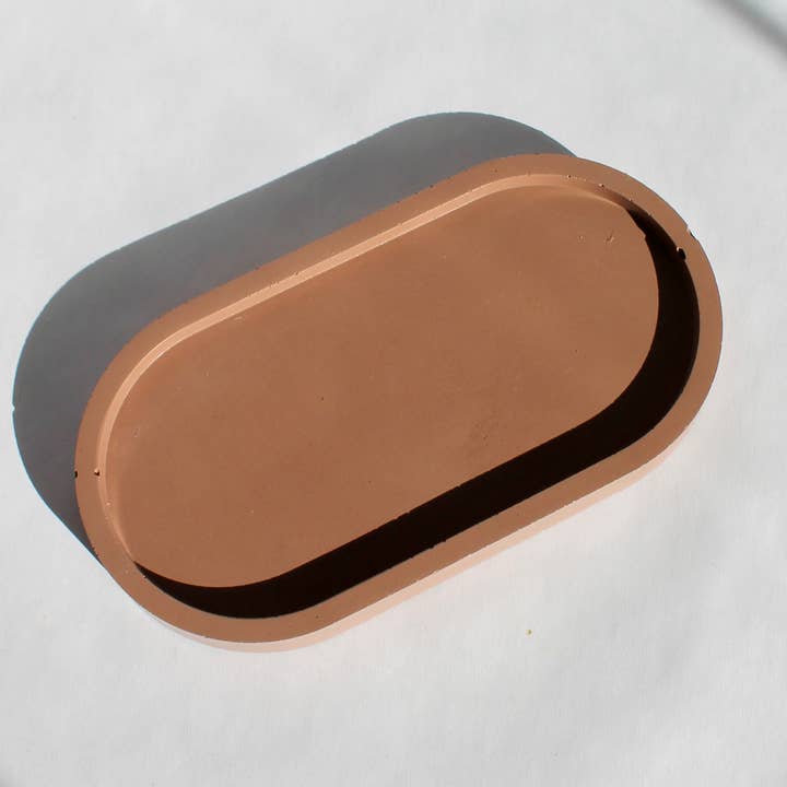 House of Ivy - Wholesale Decorative Tray - Concrete Oval Tray in Brown0