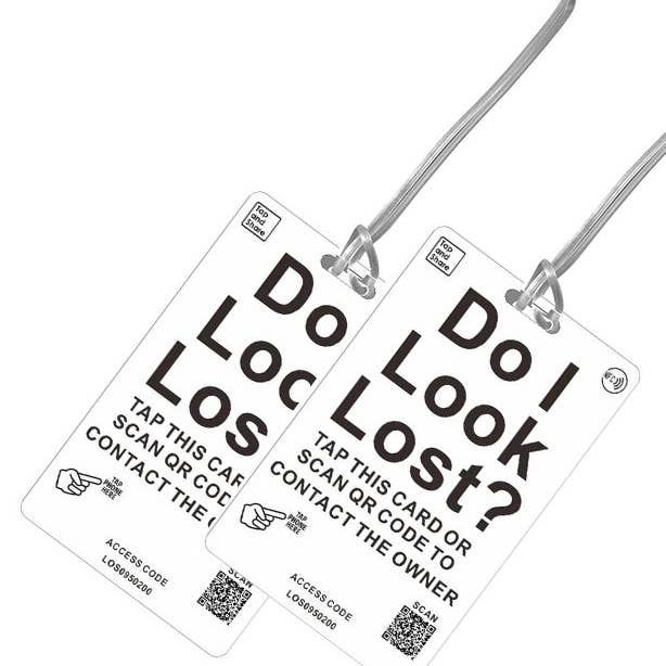Tap and Share - Wholesale Luggage tag - 2x Smart NFC 'Do I Look Lost' Luggage Tags with Smart Passive Tracking
