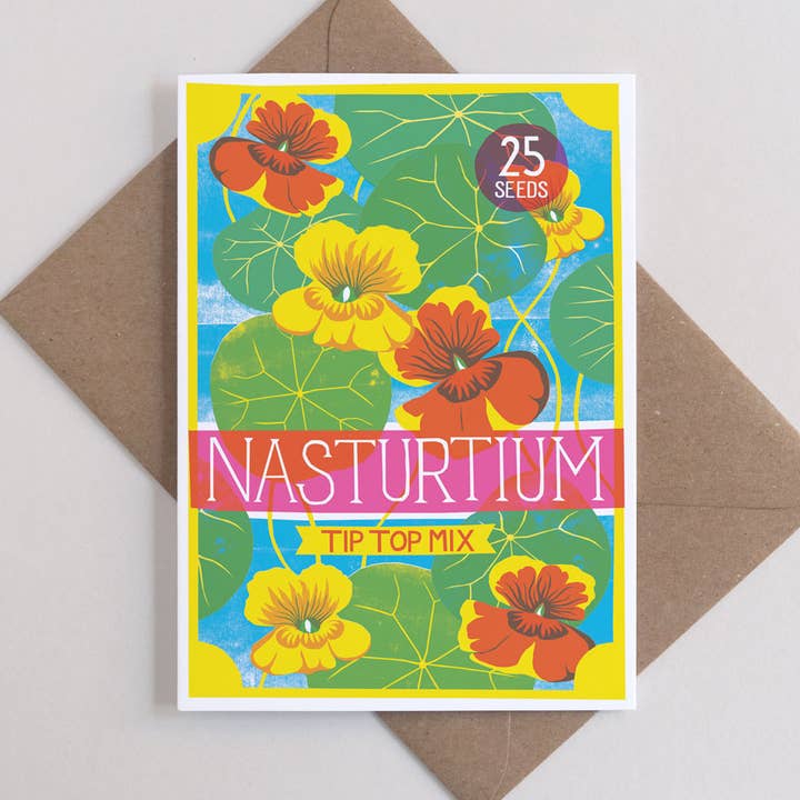 Nasturtiums | Everyday greetings card | Seed packet, gardener for wholesale by Printer Johnson Ltd
