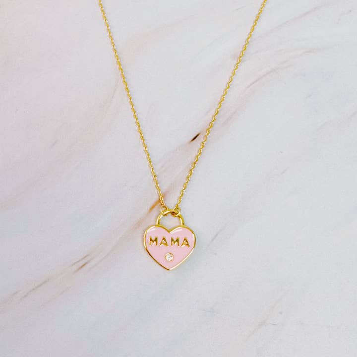 Ellison+Young - Wholesale Pendant/Charm Necklace - Pastel Locket Mama Necklace