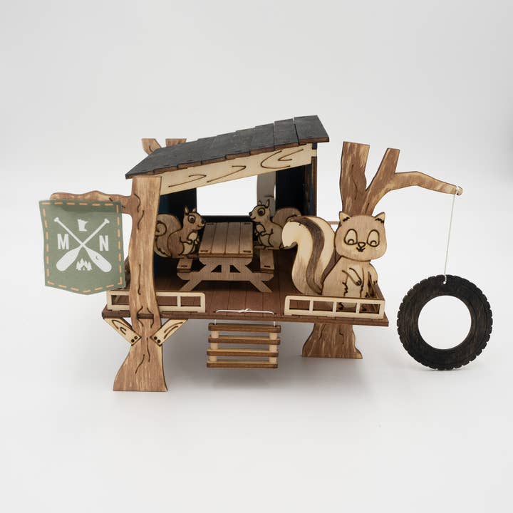 Woodsy Creative Co. - Wholesale DIY Craft Kit - Squirrel Treehouse 3D paintable DIY Kit2