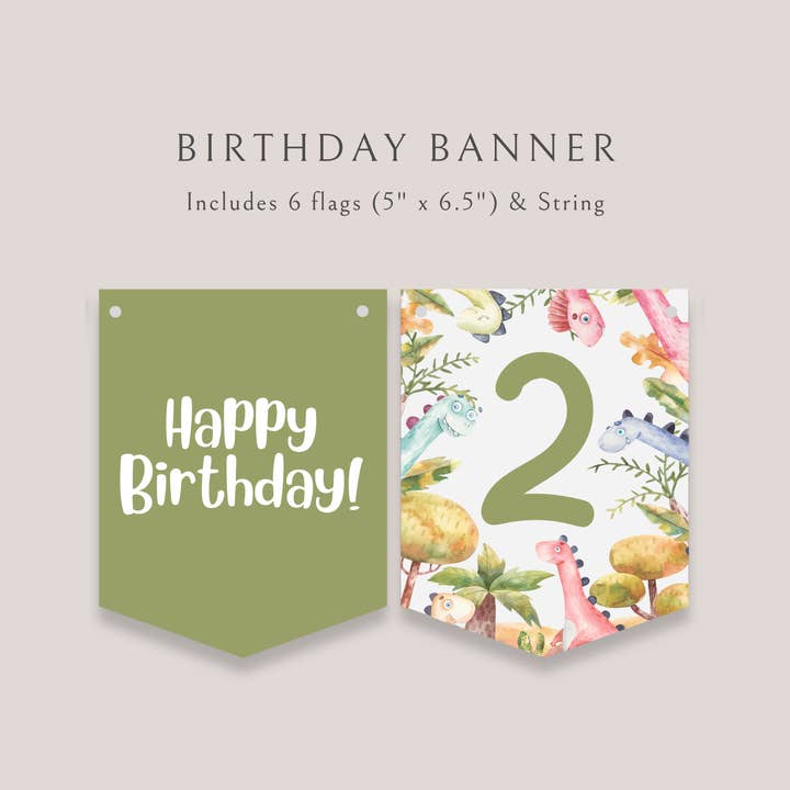 Dinosaur Birthday Banner for Kids and Toddlers for wholesale by Design Sprinkles