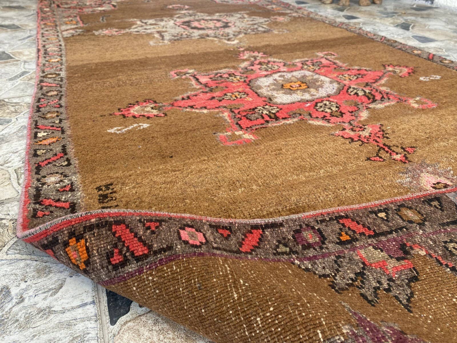 Oushak Rugs – wholesale Runner rug – Vintage Kurdish Runner Rug | 4x10 ft | Hand-Knotted Wool Rug10