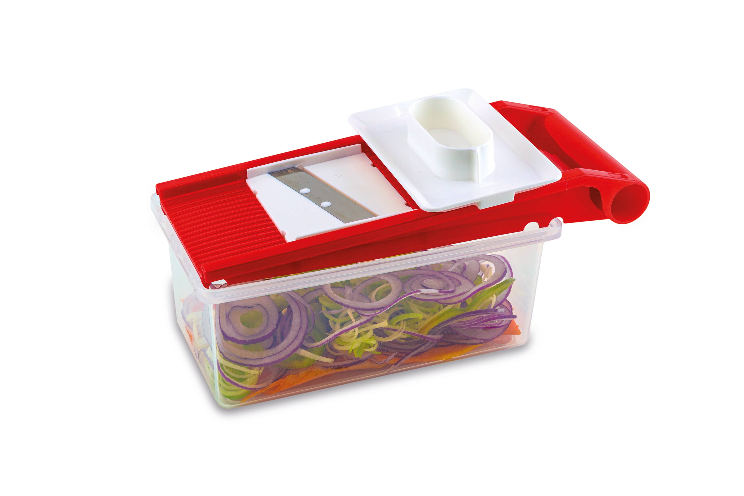 Rigamonti Pietro & Figli srl - Wholesale Grater - Art. 320 MAGIC GRATER SET:slicer+container+4 inserts - RED3