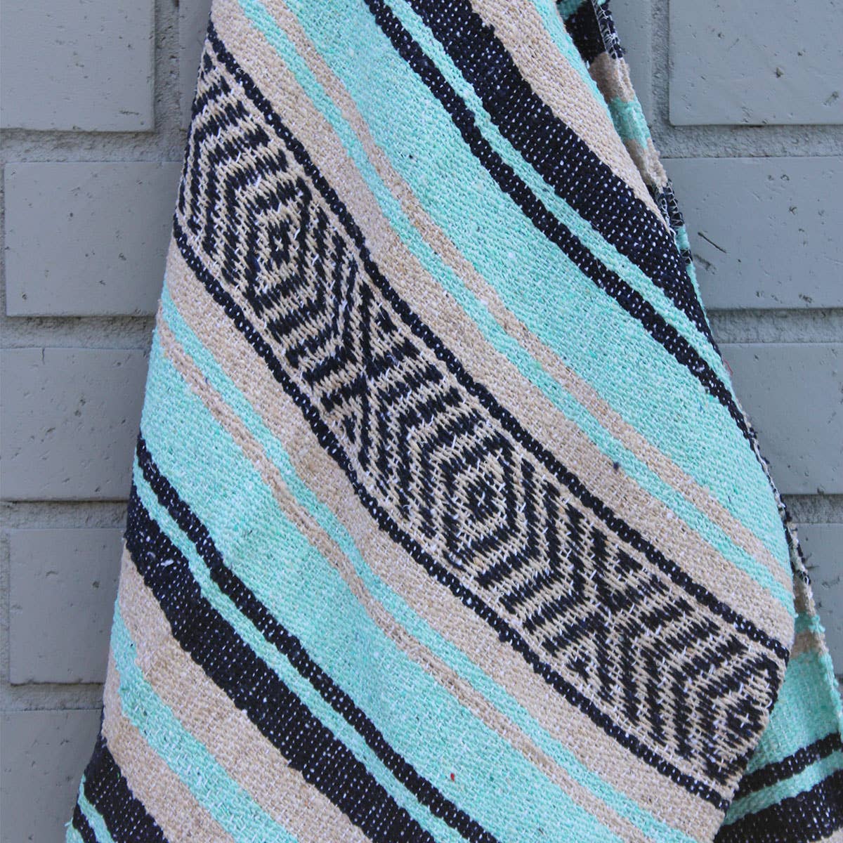 California Seashell Company - Wholesale Throw Blanket - Sand & Surf Mexican Throw Blanket | Mint, Navy, Tan2