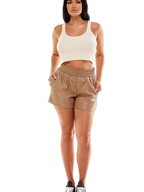 High Waist Faux Leather Short for wholesale by Veracci