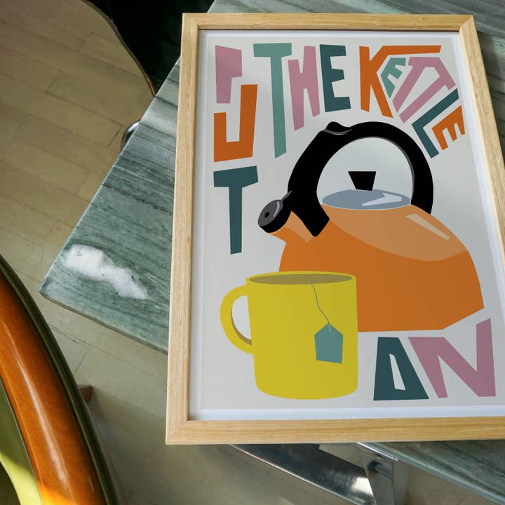 Put The Kettle On Art Print for wholesale by Natalie Cass Art