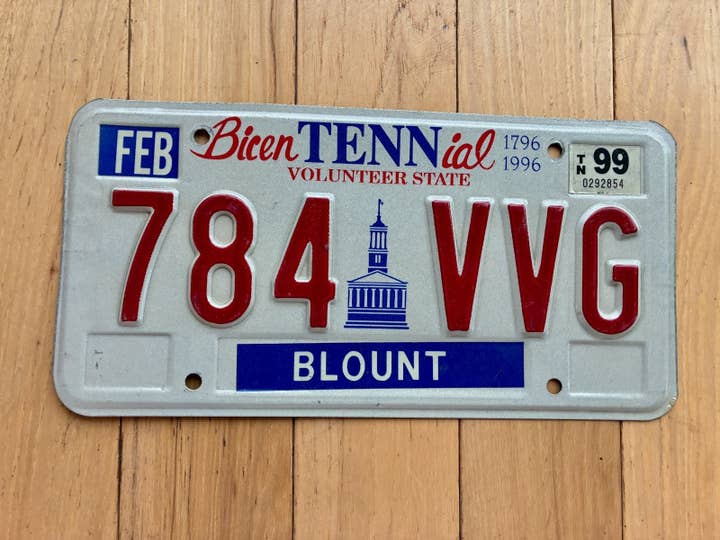1999 Tennessee BicenTENNial Blount County License Plate for wholesale by RusticPlates