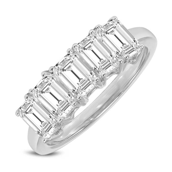 0.50 CTTW Smaragdskåret 5 sten LG diamantring i 14K guld for engroshandel hos TimeLe$$ Classics