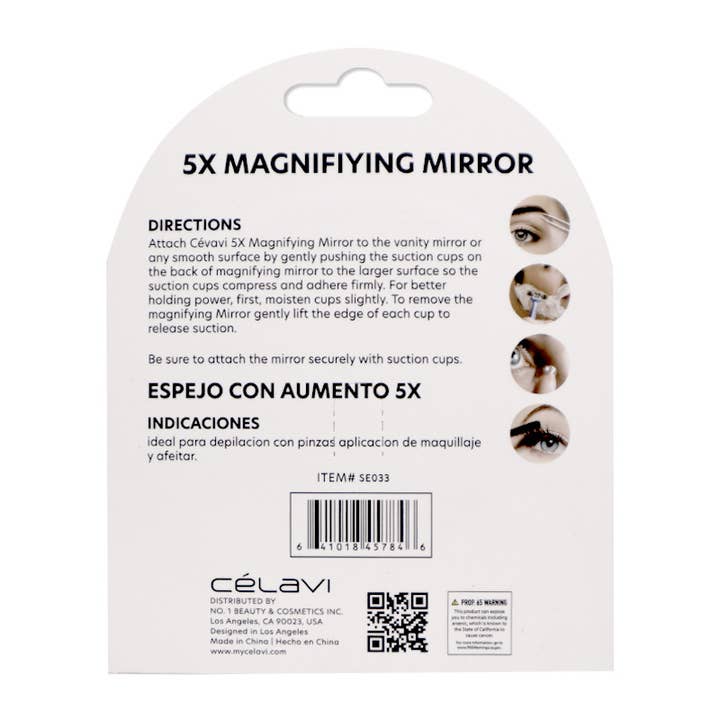 PINEAPPLE Beauty - Wholesale Compact mirror - Celavi SE033 5X Magnifying Mirror w/ suction cups - 12 pcs3