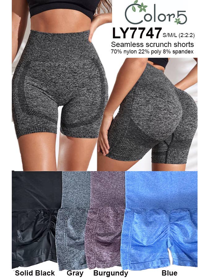 Color 5 - Wholesale Athletic Shorts - Women's - Seamless tow tone H/W scrunch butt lifting yoga shorts7