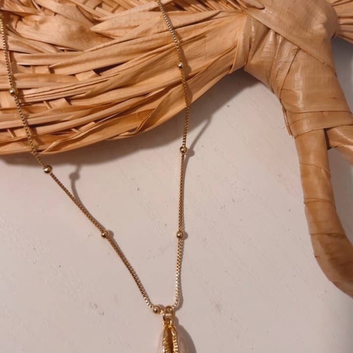 Gold Filled Cowrie Necklace for wholesale by driftaway jewelry