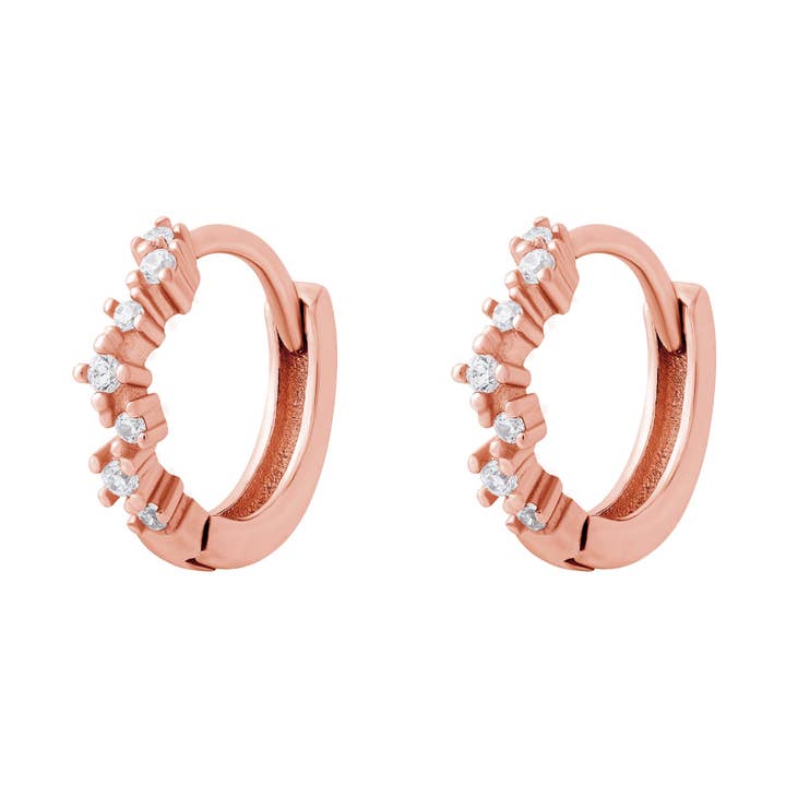 Cluster Huggie Hoops Rose Gold for wholesale by Cartilage Cartel Ltd