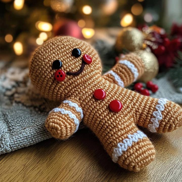 TOMOPOD LLC - Wholesale Decorative tabletop object - Crochet Christmas Gingerbread Man, Amigurumi Christmas2