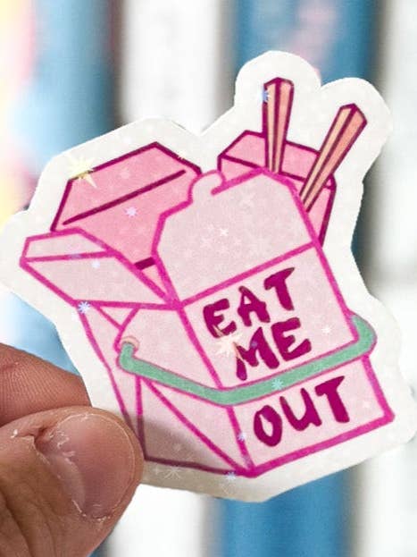 Iss mich auf holografischer Aufkleber schmutziger Aufkleber schmutziger buchbezogener Aufkleber für den Großhandel von Violet Moon Studio