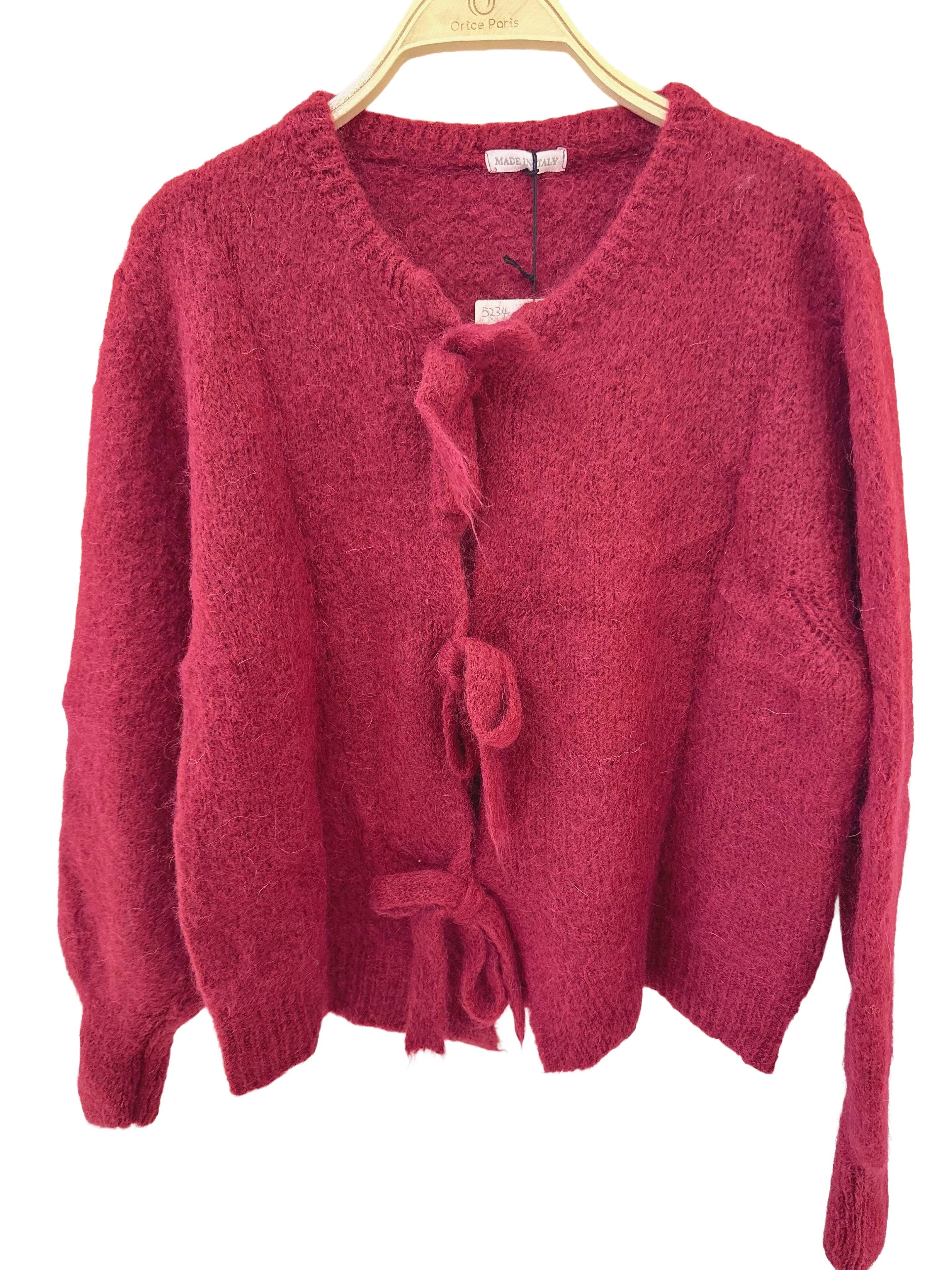 Orice – Cardigan - Mulher por atacado – Cardigã de tricô em lã mohair com laço - Orice26
