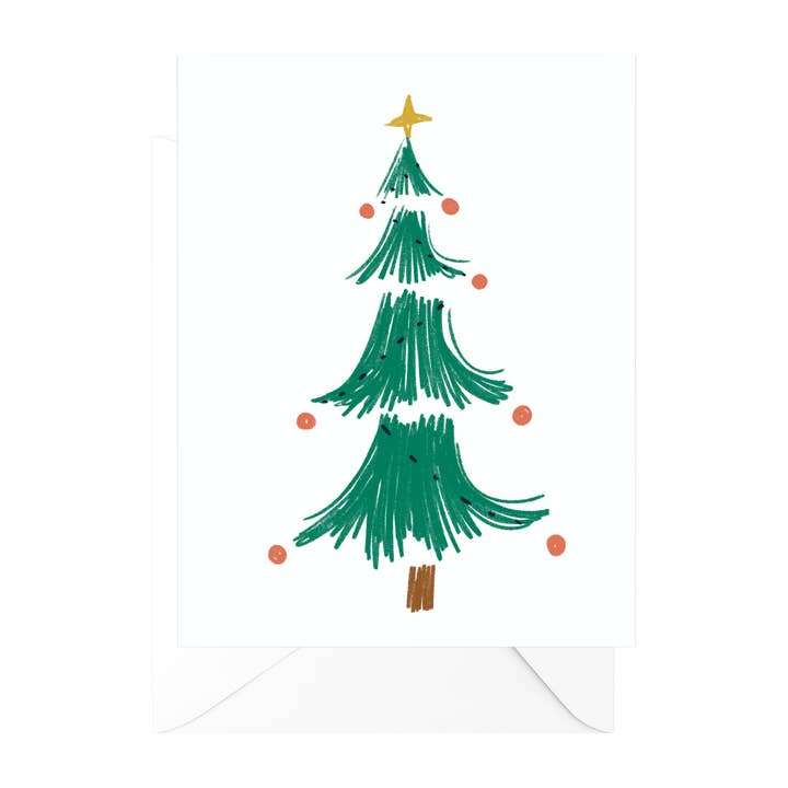 Christmas Tree Drawing Greeting Card for wholesale by Élana Camille Creates Paper & Design