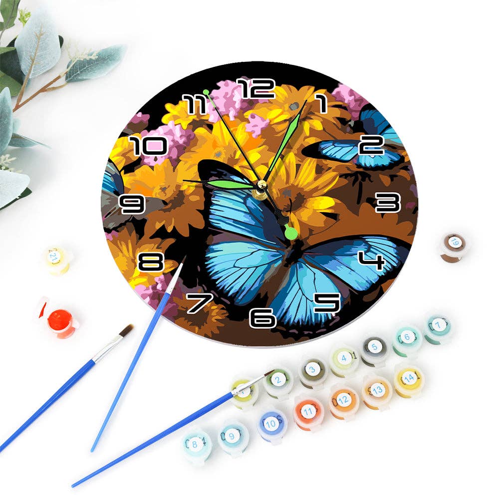 Paint Your Numbers - Wholesale DIY Craft Kit - Paint the Moment – Butterfly Bloom Clock Kit3