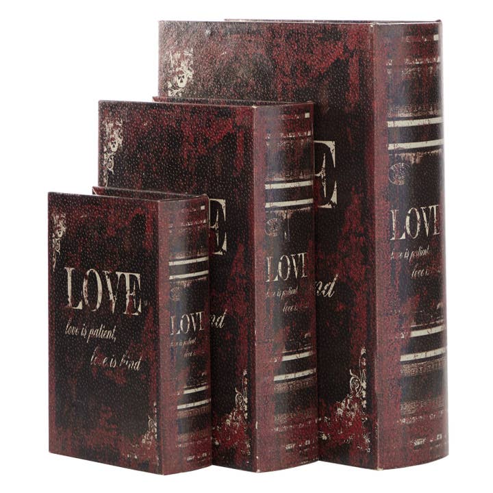 Import Corner – wholesale Dekorativt bordsobjekt – A-59380: TRÄLÄDERBOKLÅDA SET OM 3 13", 11", 8"H3